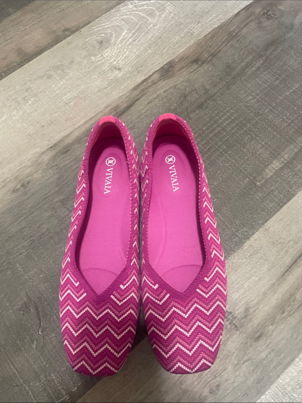 VIVAIA Pink Zigzag Knit Ballet Flats- as New